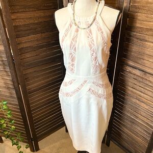 Adelyn Rae White Dress with Pink Accents